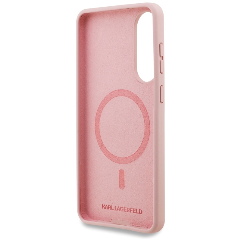 Karl Lagerfeld Silicone Double Heads And Circle MagSafe - Etui Samsung Galaxy S25 Edge (różowy)