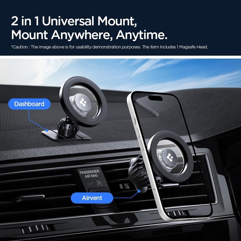 Spigen MFT13 Magnetic Dashboard & Vent Car Mount - Magnetyczny uchwyt samochodowy MagSafe (Czarny)