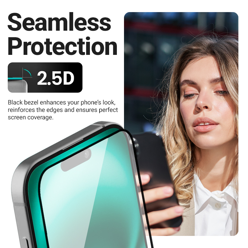 Crong 3D Armour Glass - Szkło hartowane iPhone 16e / iPhone 14 / iPhone 13 + ramka instalacyjna