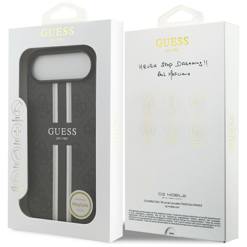 Guess 4G Printed Stripes MagSafe - Etui iPhone 17 Air (czarny)