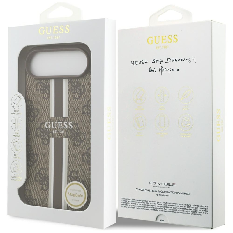 Guess 4G Printed Stripes MagSafe - Etui iPhone 17 Air (brązowy)