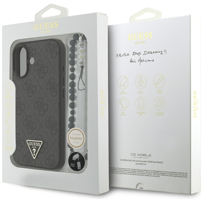 Guess 4G Strap Triangle Logo MagSafe - Etui do iPhone 17 (czarny)