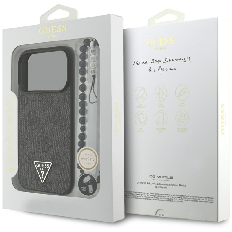 Guess 4G Strap Triangle Logo MagSafe - Etui do iPhone 17 Pro (czarny)