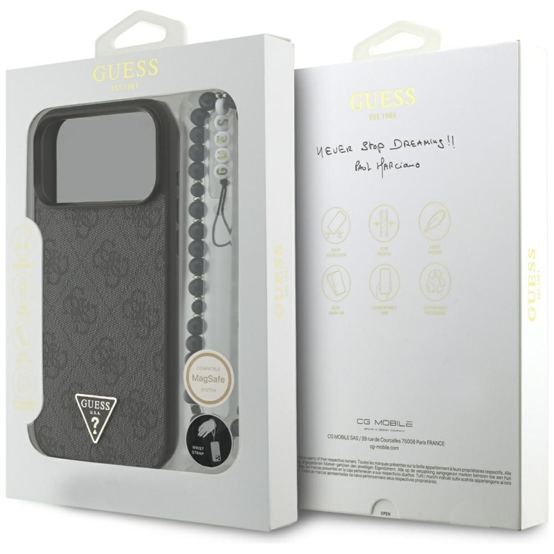 Guess 4G Strap Triangle Logo MagSafe - Etui do iPhone 17 Pro Max (czarny)