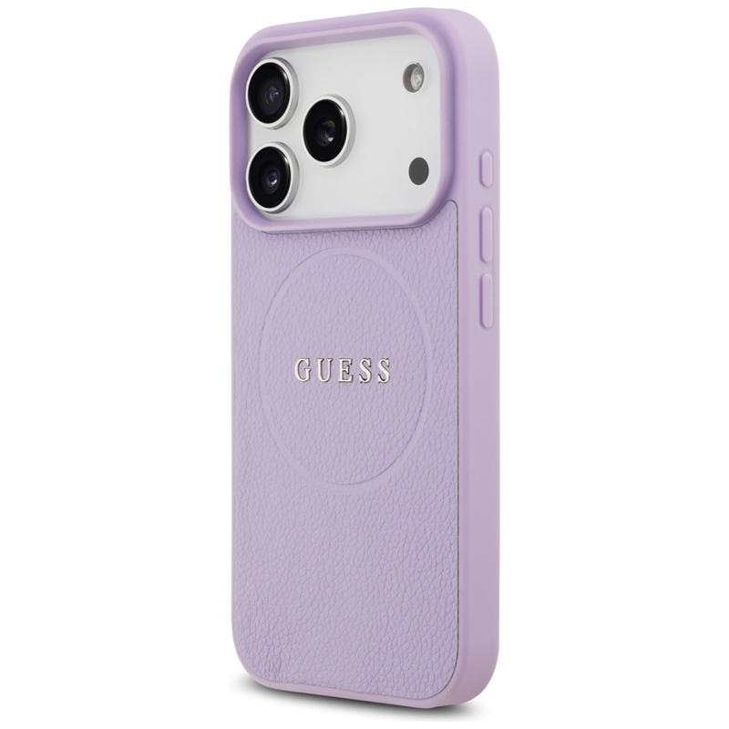 Guess Grained Ring MagSafe - Etui iPhone 17 Pro (fioletowy)