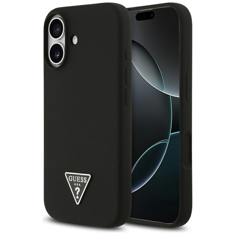Guess Silicone Triangle Logo MagSafe - Etui iPhone 17 (czarny)