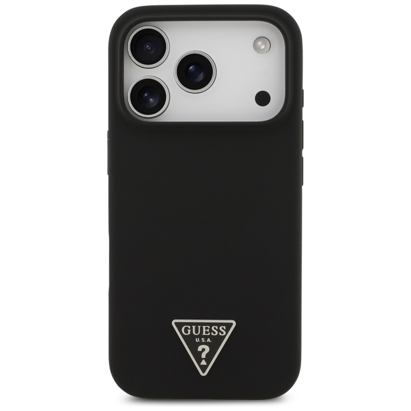 Guess Silicone Triangle Logo MagSafe - Etui iPhone 17 Pro Max (czarny)