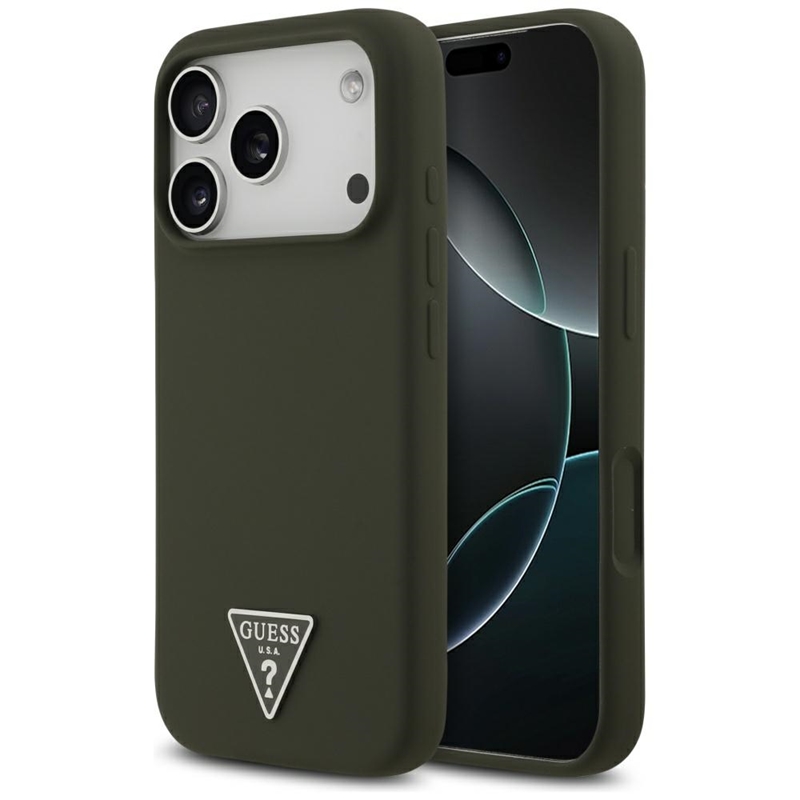 Guess Silicone Triangle Logo MagSafe - Etui iPhone 17 Pro (khaki)