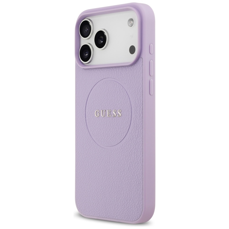 Guess Grained Ring MagSafe - Etui iPhone 17 Pro Max (fioletowy)