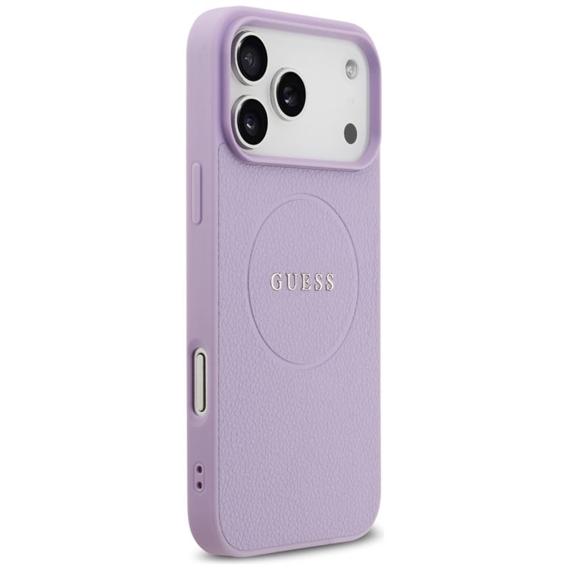 Guess Grained Ring MagSafe - Etui iPhone 17 Pro Max (fioletowy)