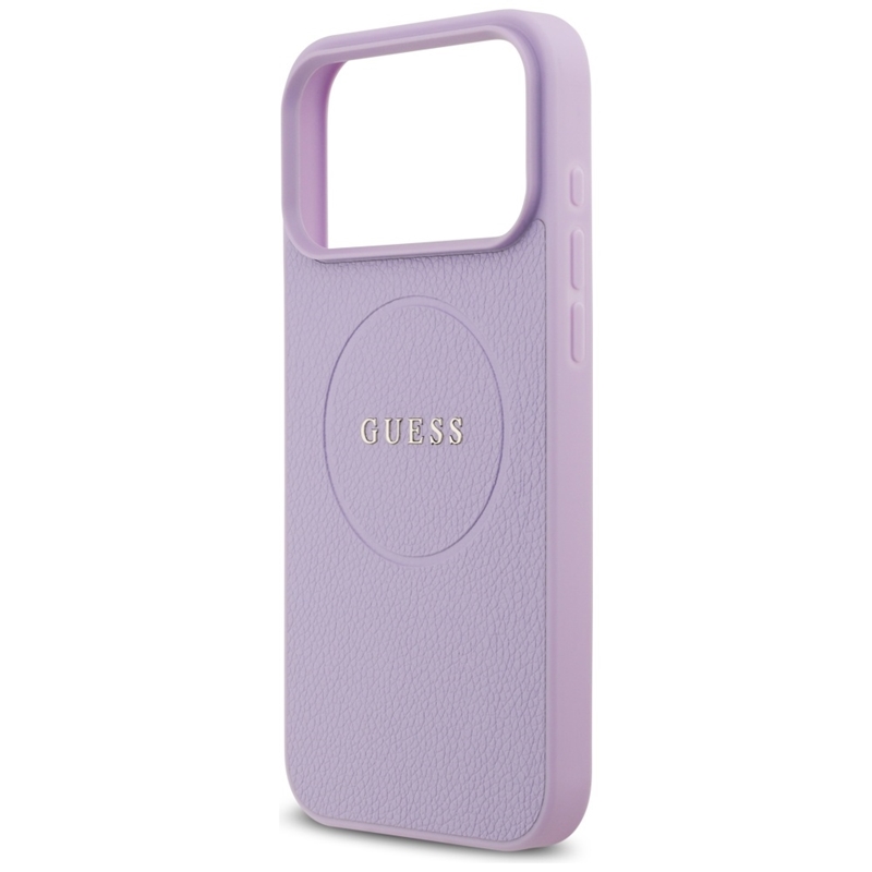 Guess Grained Ring MagSafe - Etui iPhone 17 Pro Max (fioletowy)