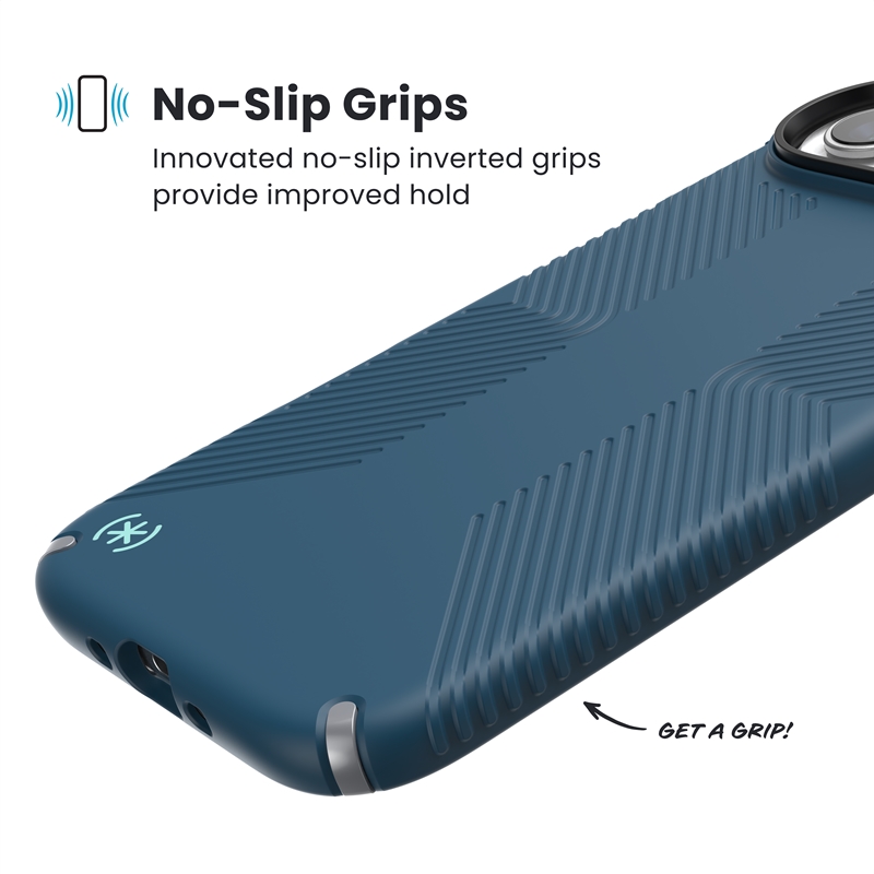 Speck Presidio2 Grip MagSafe - Etui iPhone Air (Deep Sea / Silver Metallic / Spell Blue)