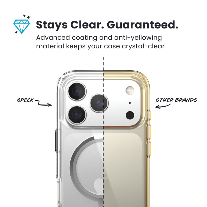 Speck Presidio Perfect Clear MagSafe - Etui iPhone 17 Pro (Clear / Silver)