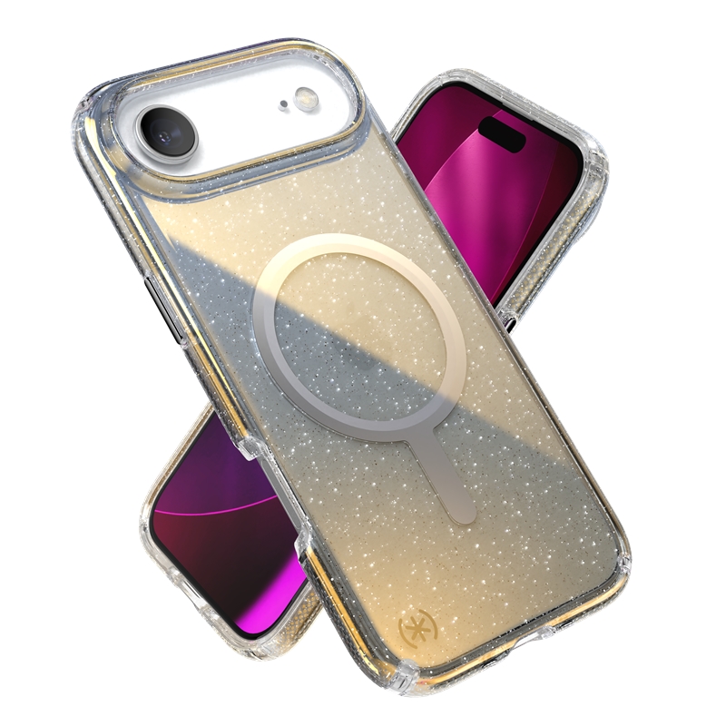 Speck Presidio Lux MagSafe - Etui iPhone Air (Hyper Mirror Glitter / Silver Metallic)