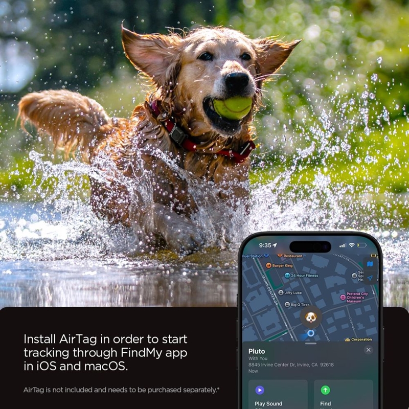 Spigen Tough Armor Pet Collar - Etui z mocowaniem do obroży do Apple AirTag (Black)