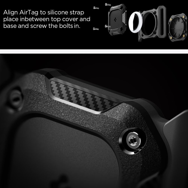 Spigen Tough Armor Pet Collar - Etui z mocowaniem do obroży do Apple AirTag (Black)