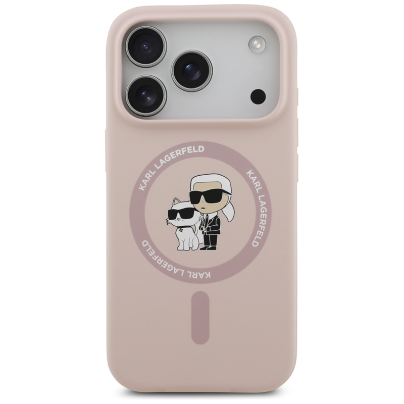 Karl Lagerfeld Silicone Karl & Choupette Ring MagSafe - Etui iPhone 17 Pro (różowy)