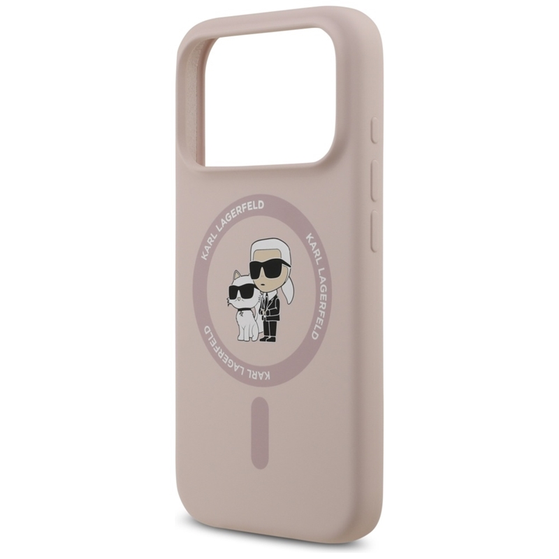 Karl Lagerfeld Silicone Karl & Choupette Ring MagSafe - Etui iPhone 17 Pro (różowy)