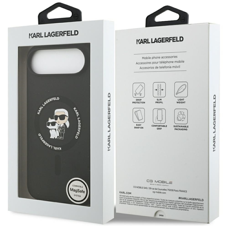 Karl Lagerfeld Silicone Karl & Choupette Ring MagSafe - Etui iPhone Air (czarny)
