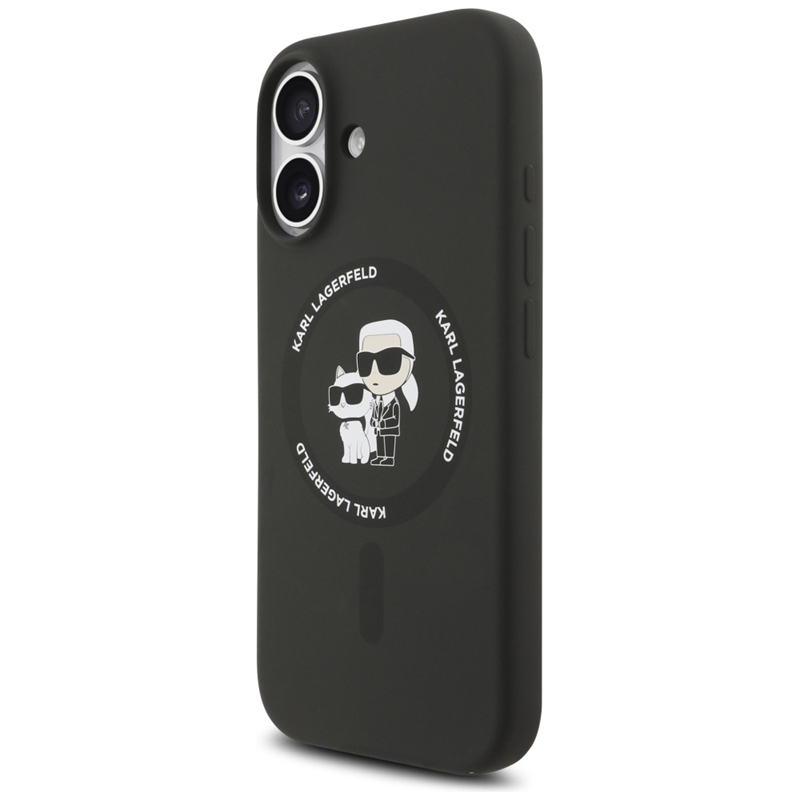 Karl Lagerfeld Silicone Karl & Choupette Ring MagSafe - Etui iPhone 17 (czarny)