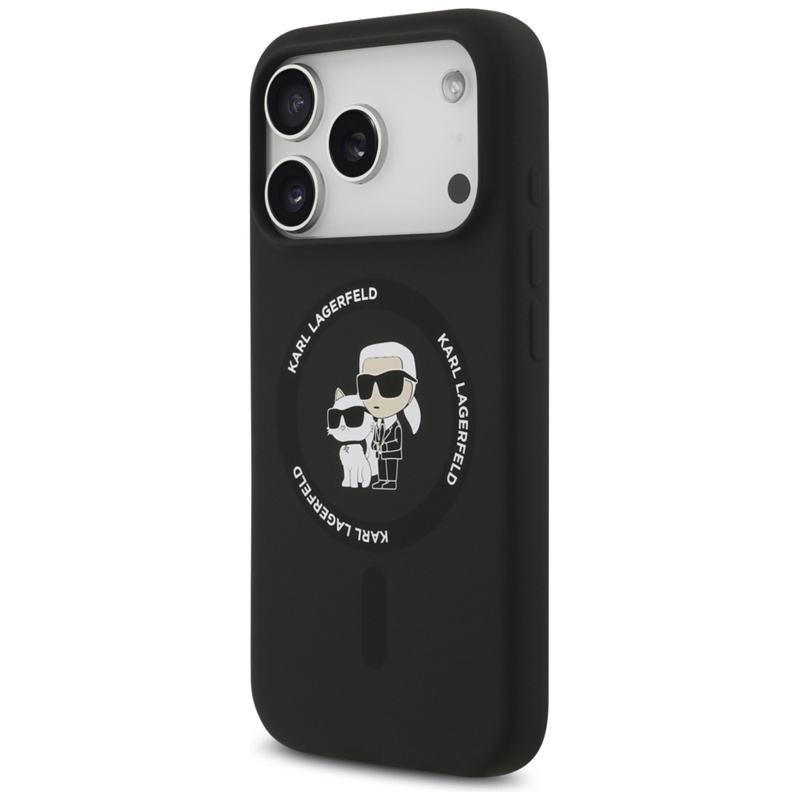 Karl Lagerfeld Silicone Karl & Choupette Ring MagSafe - Etui iPhone 17 Pro Max (czarny)