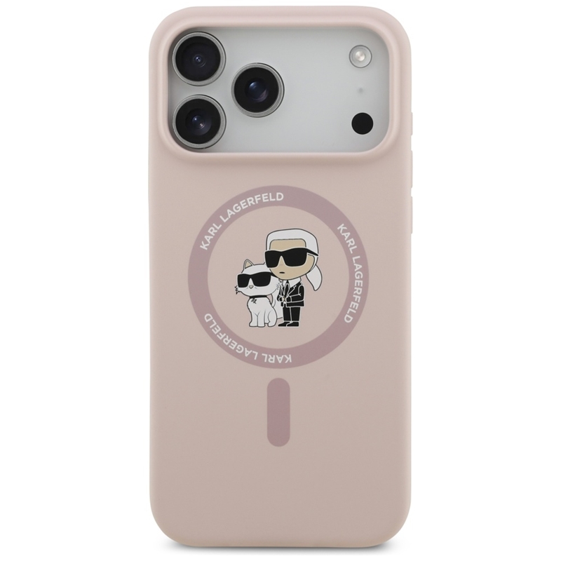 Karl Lagerfeld Silicone Karl & Choupette Ring MagSafe - Etui iPhone 17 Pro Max (różowy)