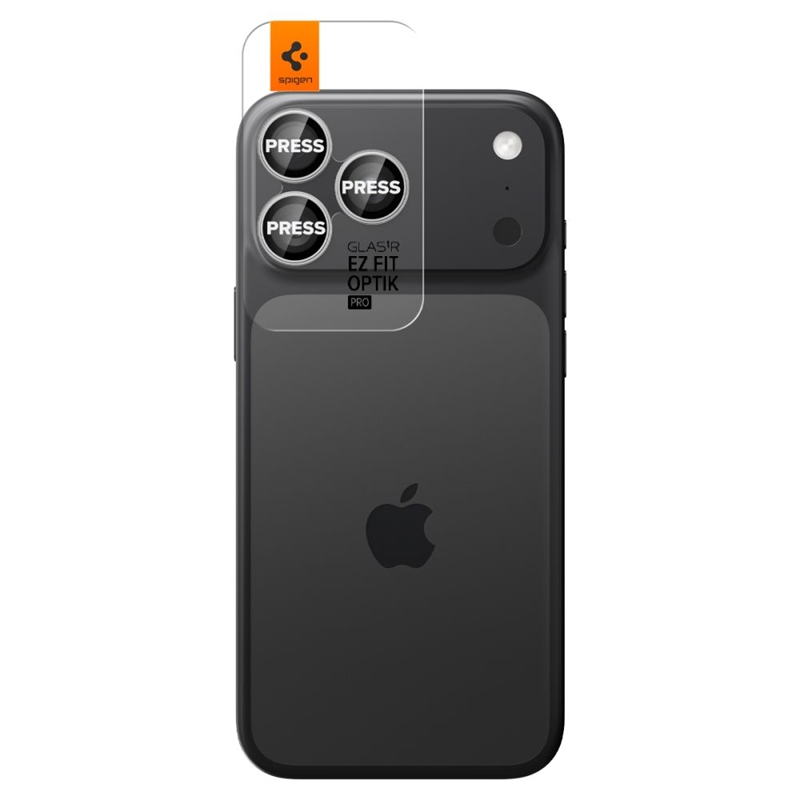 Spigen Optik Pro GLAS.TR EZ Fit Camera Protector 2-Pack - Szkło ochronne na obiektyw do iPhone 16 Pro / 16 Pro Max / 17 Pro / 17 Pro Max (Silver)