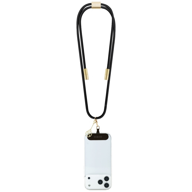 Guess Crossbody Strap 4G Charm - Uniwersalny pasek do telefonu / kabel USB-C do USB-C 1.5m (czarny)