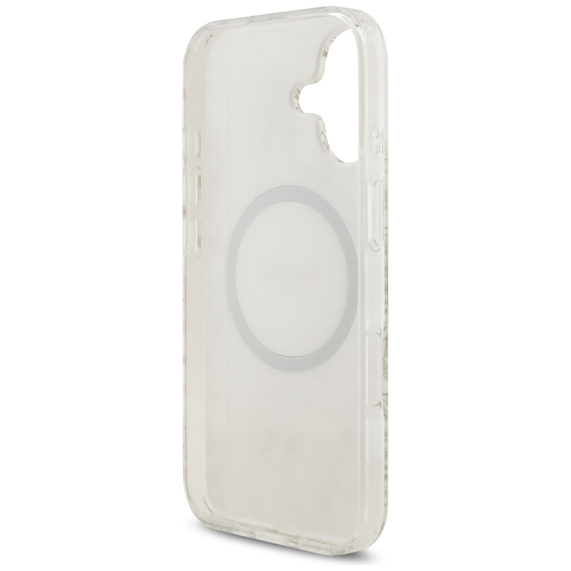 Guess IML Flowers Electro Pearl Strap MagSafe - Etui iPhone 17 (biały)