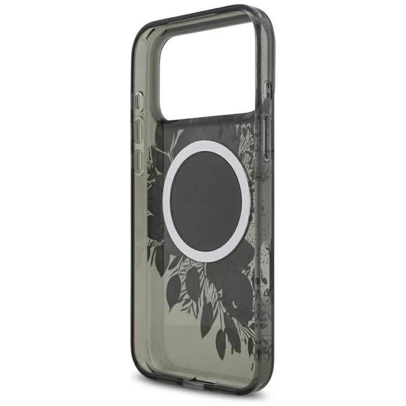 Guess IML Flowers Electro Pearl Strap MagSafe - Etui iPhone 17 Pro Max (czarny)