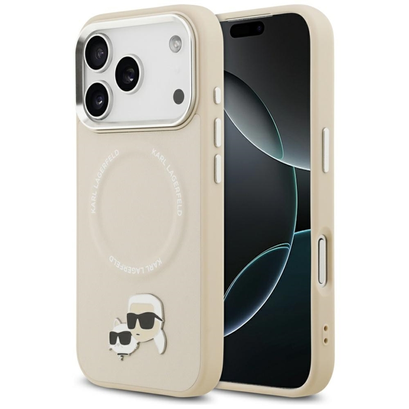 Karl Lagerfeld Karl & Choupette Pins MagSafe - Etui iPhone 17 Pro Max (beżowy)