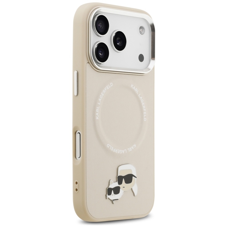 Karl Lagerfeld Karl & Choupette Pins MagSafe - Etui iPhone 17 Pro Max (beżowy)