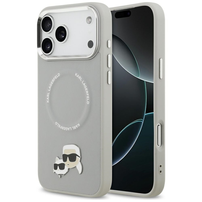 Karl Lagerfeld Karl & Choupette Pins MagSafe - Etui iPhone 17 Pro (szary)