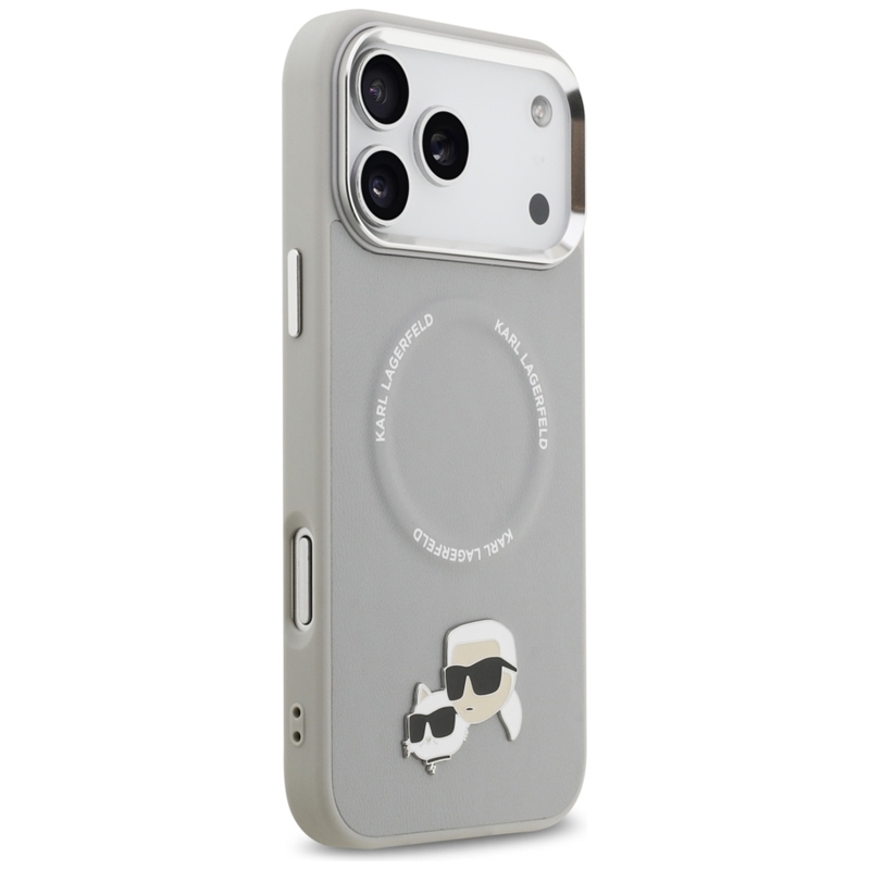 Karl Lagerfeld Karl & Choupette Pins MagSafe - Etui iPhone 17 Pro (szary)