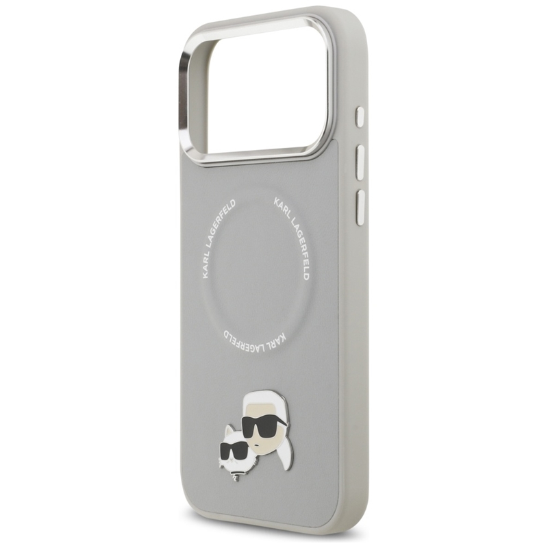 Karl Lagerfeld Karl & Choupette Pins MagSafe - Etui iPhone 17 Pro (szary)