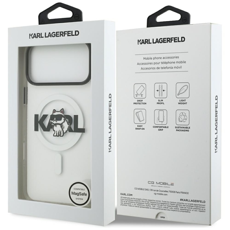 Karl Lagerfeld IML Choupette Sketch Logo MagSafe - Etui iPhone 17 Pro (przezroczysty)