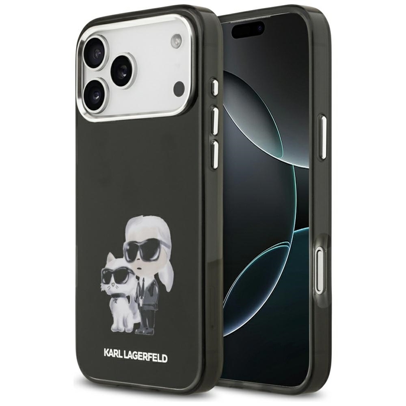 Karl Lagerfeld IML Aquarelle Karl & Choupette & Logo MagSafe - Etui iPhone 17 Pro Max (czarny)