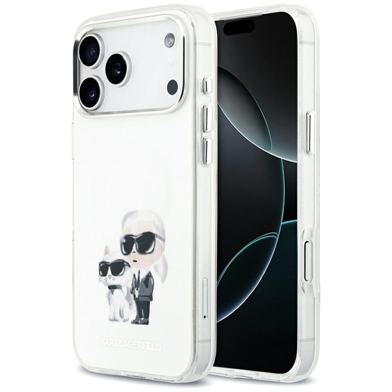 Karl Lagerfeld IML Aquarelle Karl & Choupette & Logo MagSafe - Etui iPhone 17 Pro Max (biały)