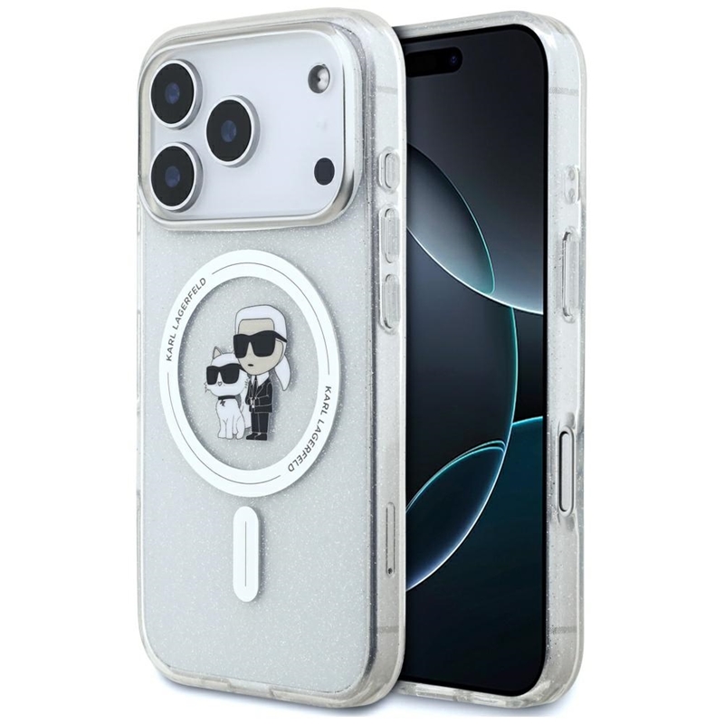 Karl Lagerfeld IML Karl Choupette Glitter MagSafe - Etui iPhone 17 Pro (przezroczysty)