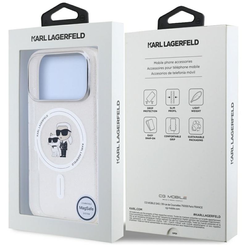 Karl Lagerfeld IML Karl Choupette Glitter MagSafe - Etui iPhone 17 Pro (przezroczysty)