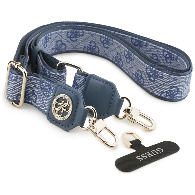 Guess Universal Crossbody Strap 4G Tether Patch Strass Metal Logo - Uniwersalny pasek / smycz do telefonu (niebieski)