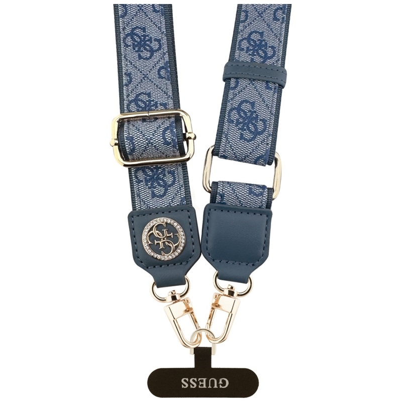 Guess Universal Crossbody Strap 4G Tether Patch Strass Metal Logo - Uniwersalny pasek / smycz do telefonu (niebieski)