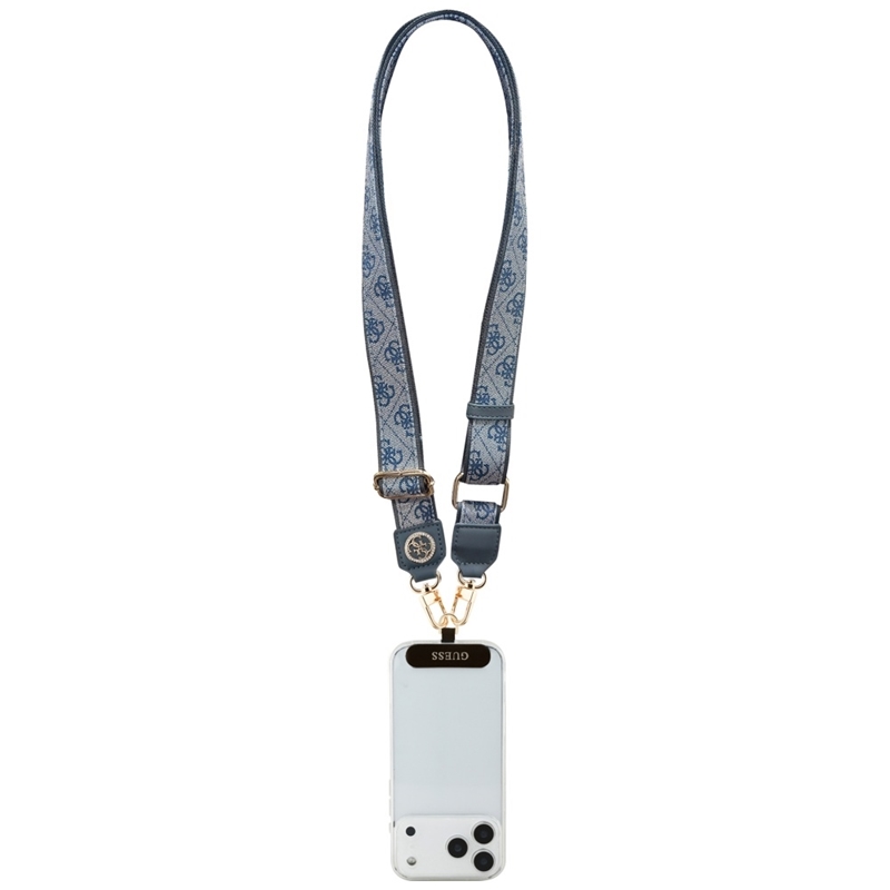 Guess Universal Crossbody Strap 4G Tether Patch Strass Metal Logo - Uniwersalny pasek / smycz do telefonu (niebieski)
