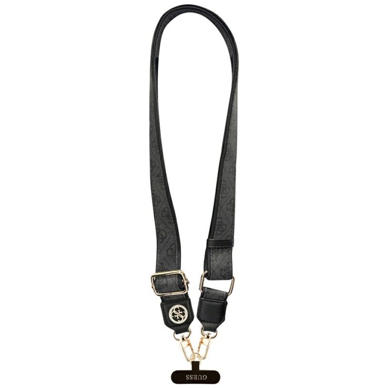 Guess Universal Crossbody Strap 4G Tether Patch Strass Metal Logo - Uniwersalny pasek / smycz do telefonu (czarny)