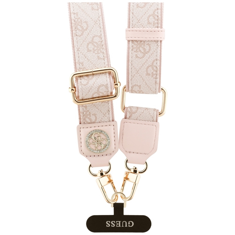 Guess Universal Crossbody Strap 4G Tether Patch Strass Metal Logo - Uniwersalny pasek / smycz do telefonu (różowy)