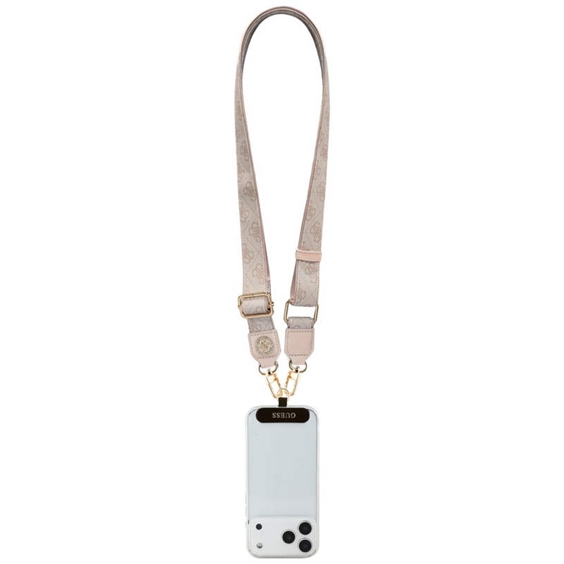 Guess Universal Crossbody Strap 4G Tether Patch Strass Metal Logo - Uniwersalny pasek / smycz do telefonu (różowy)