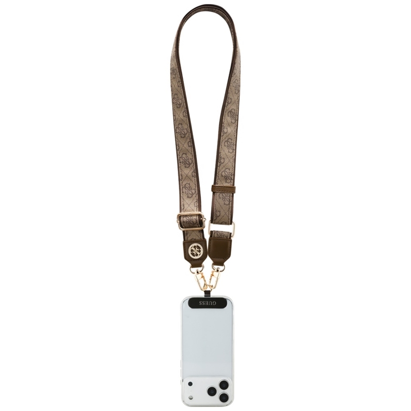Guess Universal Crossbody Strap 4G Tether Patch Strass Metal Logo - Uniwersalny pasek / smycz do telefonu (brązowy)