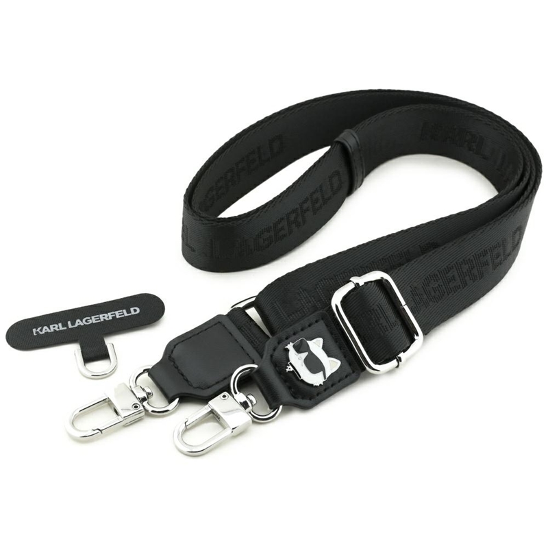 Karl Lagerfeld Universal Crossbody Strap Tether Patch Choupette Metal Logo - Uniwersalny pasek / smycz do telefonu (czarny)