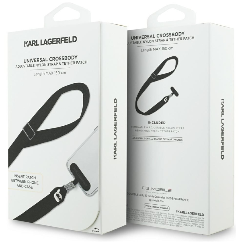 Karl Lagerfeld Universal Crossbody Strap Tether Patch Karl Metal Logo - Uniwersalny pasek / smycz do telefonu (czarny)