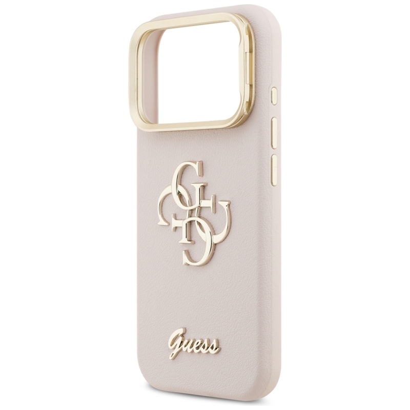 Guess Grained Big 4G & Stand Camera - Etui iPhone 17 Pro (różowy)